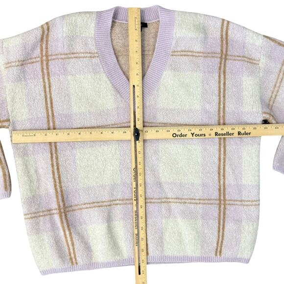 Rails Lilac Purple Brown Cream Colleen Plaid V-Neck Oversize Knit Sweater size M - Picture 7 of 9